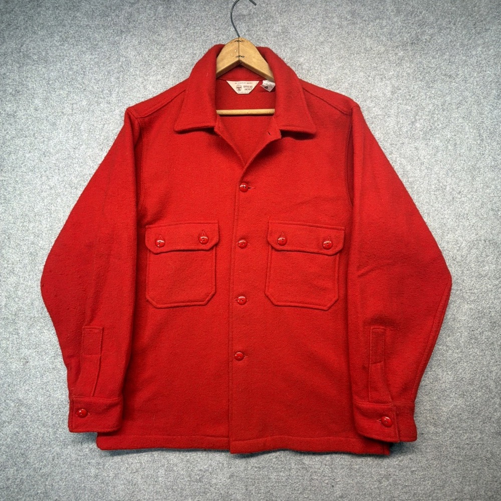 Vintage Woolrich Boy Scouts of America Mens 44 Mackinaw Wool Jacket USA